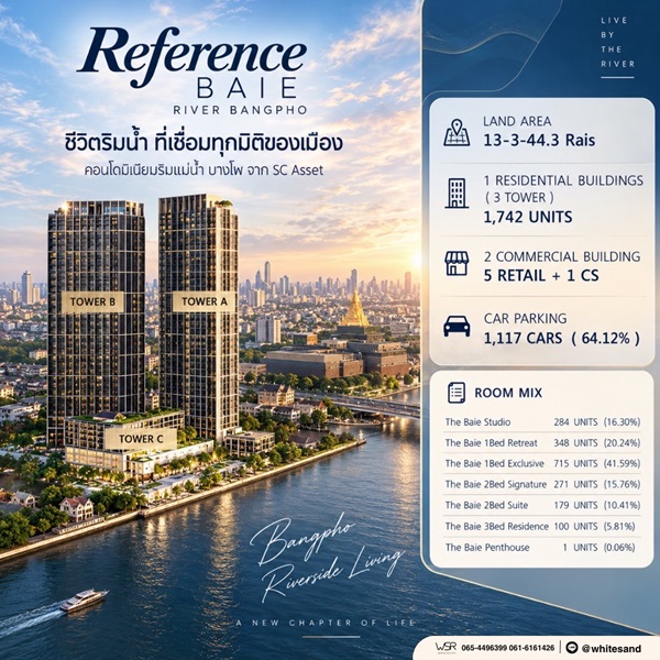 ด่วน! คอนโดหรู ริมแม่น้ำเจ้าพระยา Reference BAIE River Bangpho เปิดสิทธิ์รอบ VVIP 26–27 ก.ย.69 นี้ โทร 0655639565